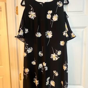 Tommy Hilfiger Black Midi Dress with White Daisy Print